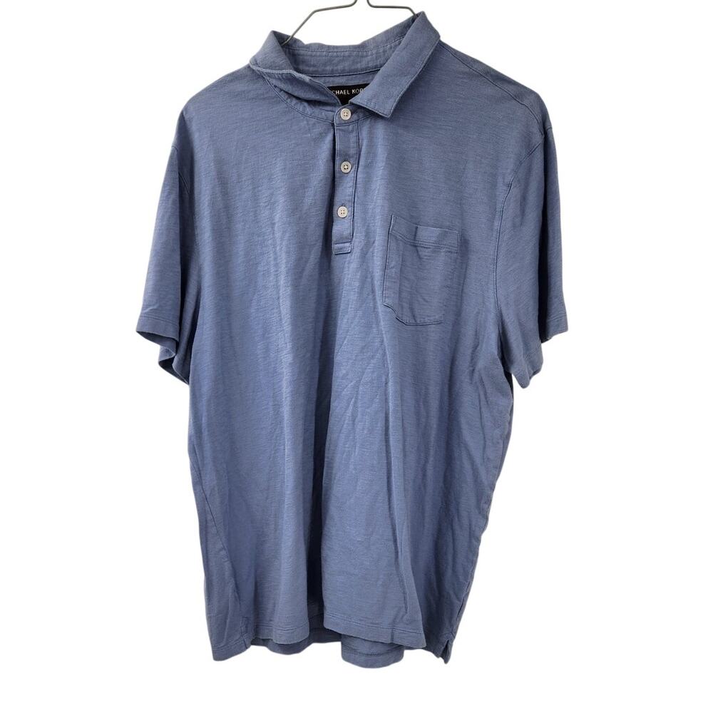 MICHAEL KORS Blue Short Sleeve Polo Shirt Mens Size Extra Large XL